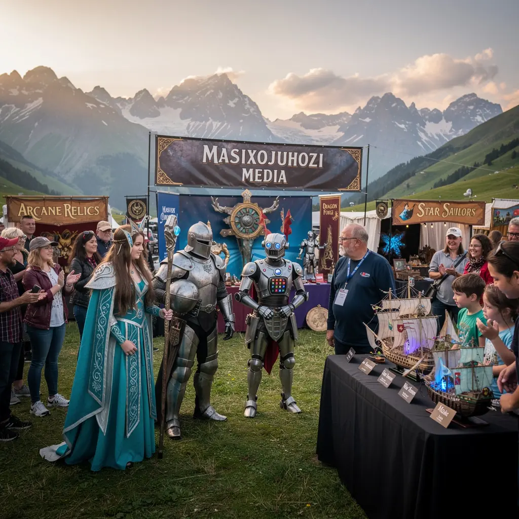 Ein majestätischer Drache schwebt über einer fantastischen Landschaft mit schimmernden Bergen und glühenden Wäldern.