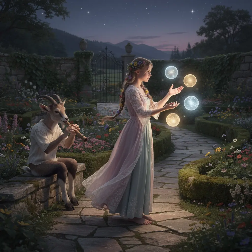 Ein verzauberter Wald voller magischer Kreaturen und leuchtender Pflanzen, die eine geheimnisvolle Atmosphäre schaffen.