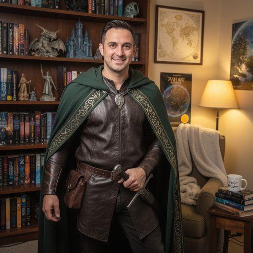 Ein mutiger Krieger in glГ¤nzender RГјstung steht vor einem geheimnisvollen Portal in einem Wald.